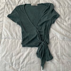 EUC Green Urban Outfitters Adjustable Wrap Crop Top